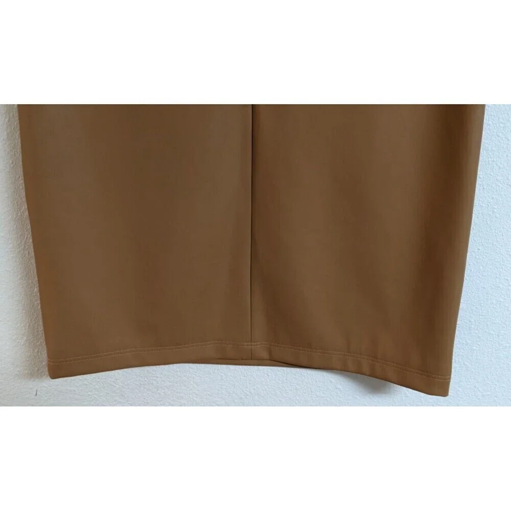 NWOT~Women's THEORY Tan Faux Leather Mod Sleeveless Shift Dress 6 - Picture 8 of 11